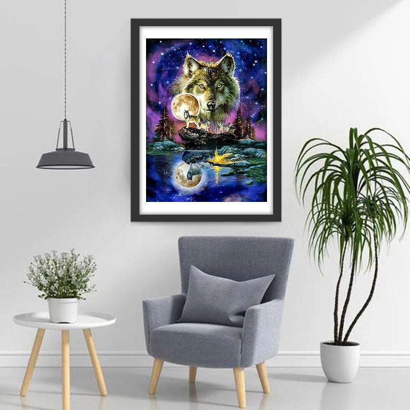 Wolven op Een Maanverlichte Nacht Diamond Painting