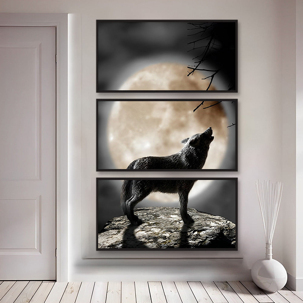Wolvenhowl bij de Maan 3 Platen Diamond Painting