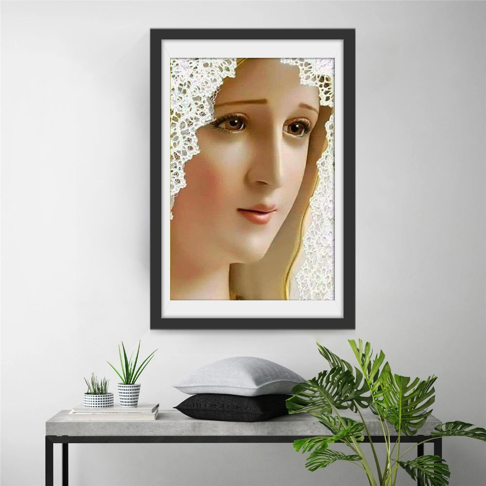 Zachte Blik, Lace-gedekt Meisje Diamond Painting
