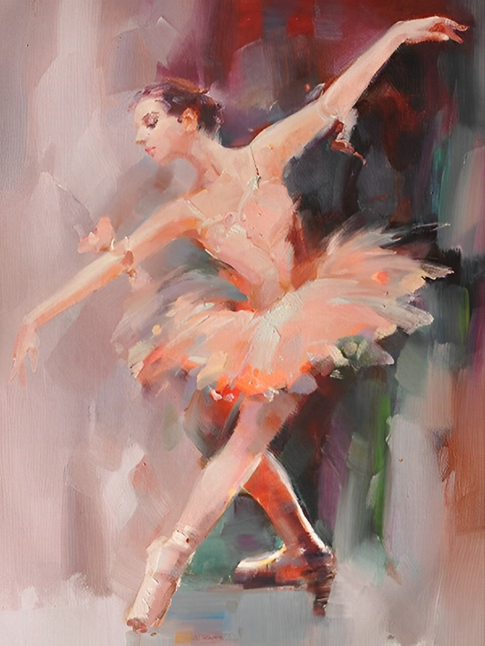 Zachte Poëtisch Beeld: Ballerina in Gratieuze Danshouding Diamond Painting
