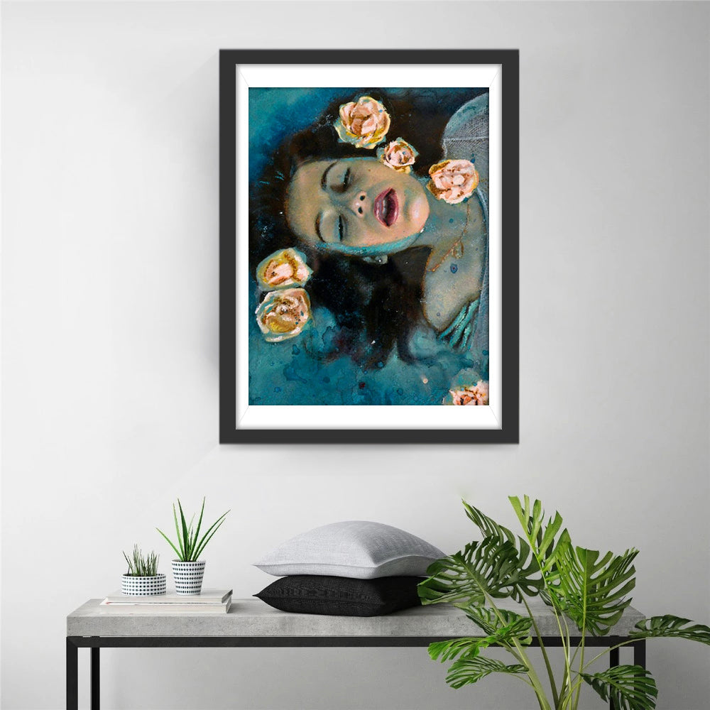 Zachte Schoonheid met Rozen in Aquatintone Diamond Painting