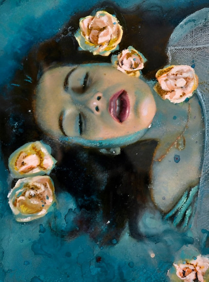 Zachte Schoonheid met Rozen in Aquatintone Diamond Painting