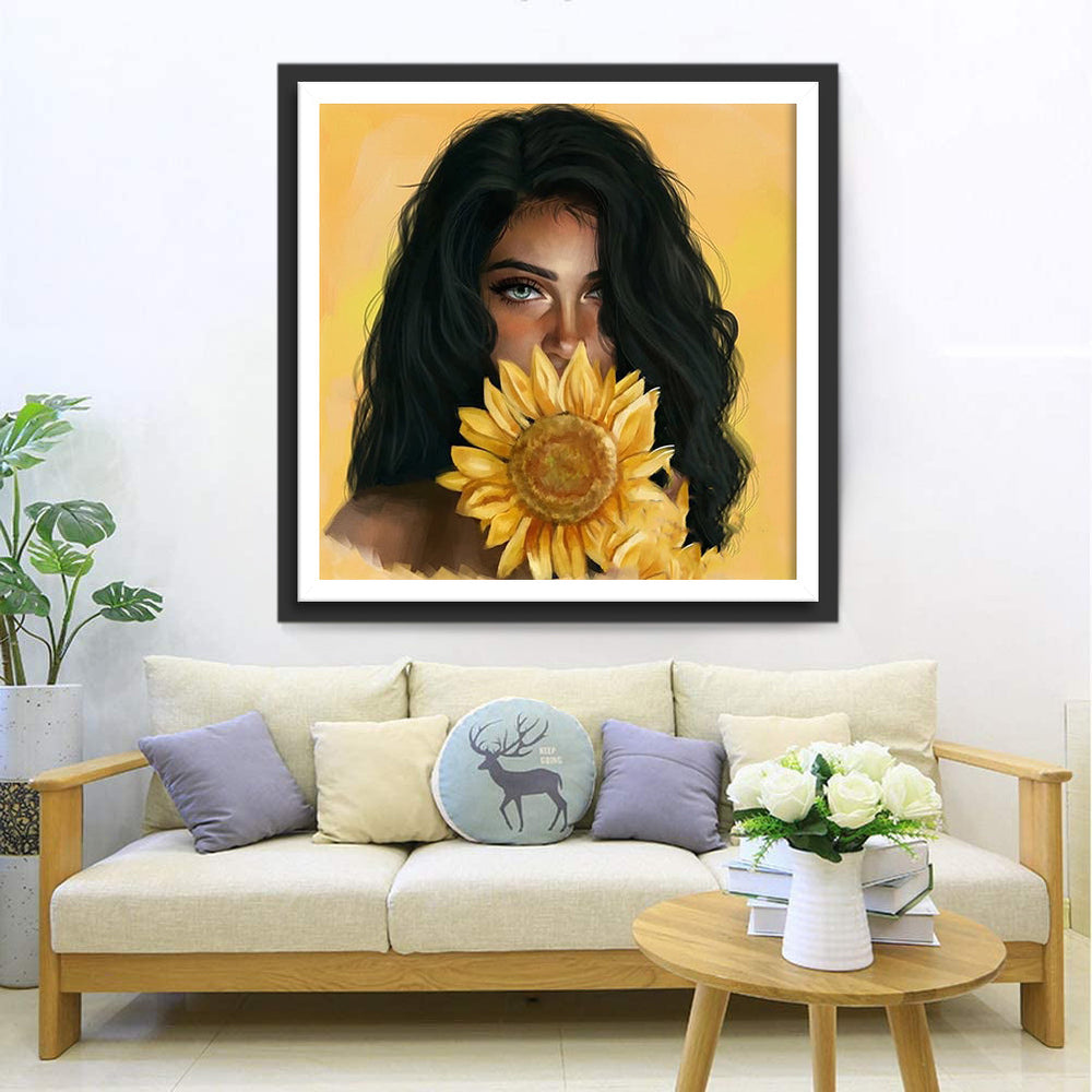 Zachte Schoonheid met Zonnebloem Diamond Painting