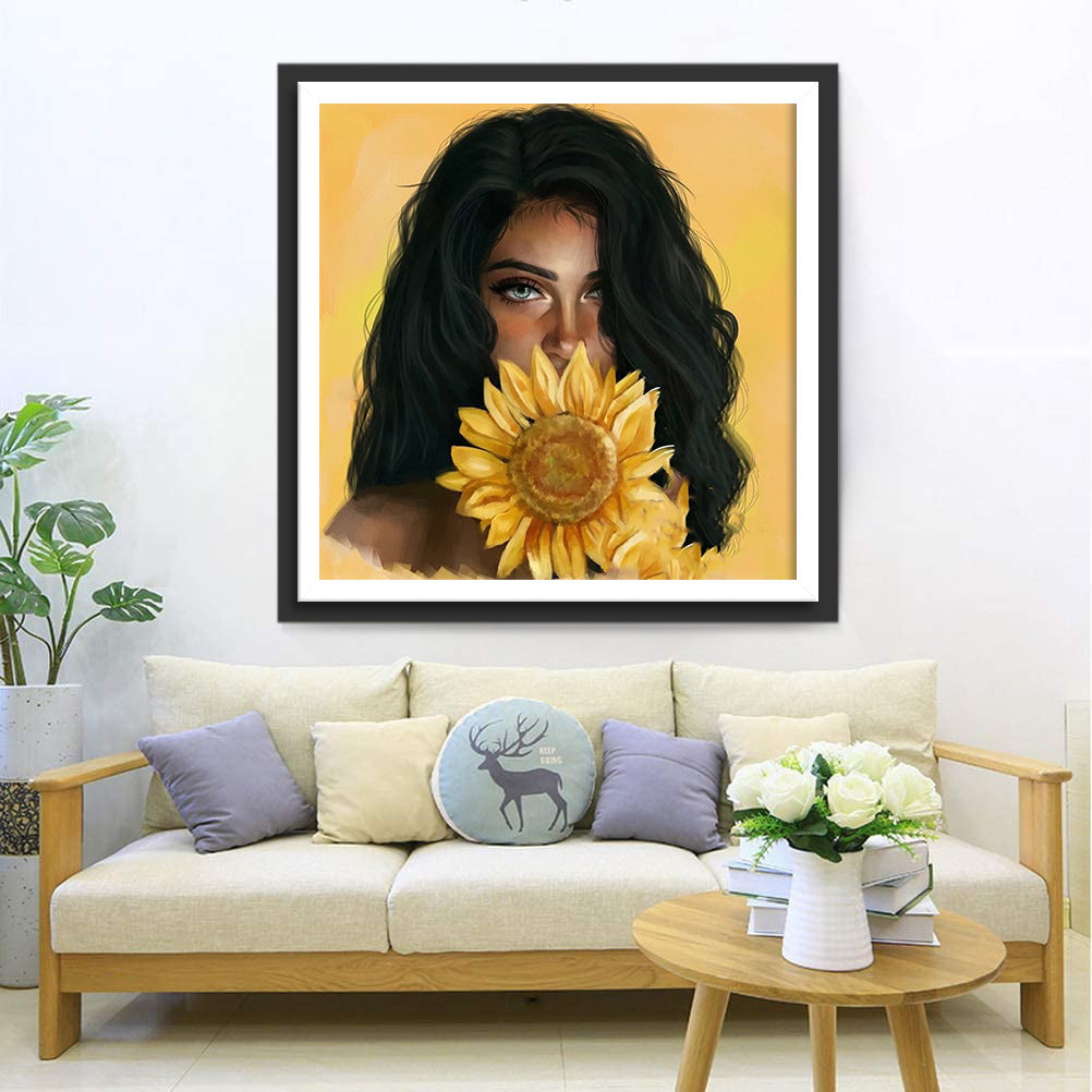 Zachte Schoonheid met Zonnebloem Diamond Painting