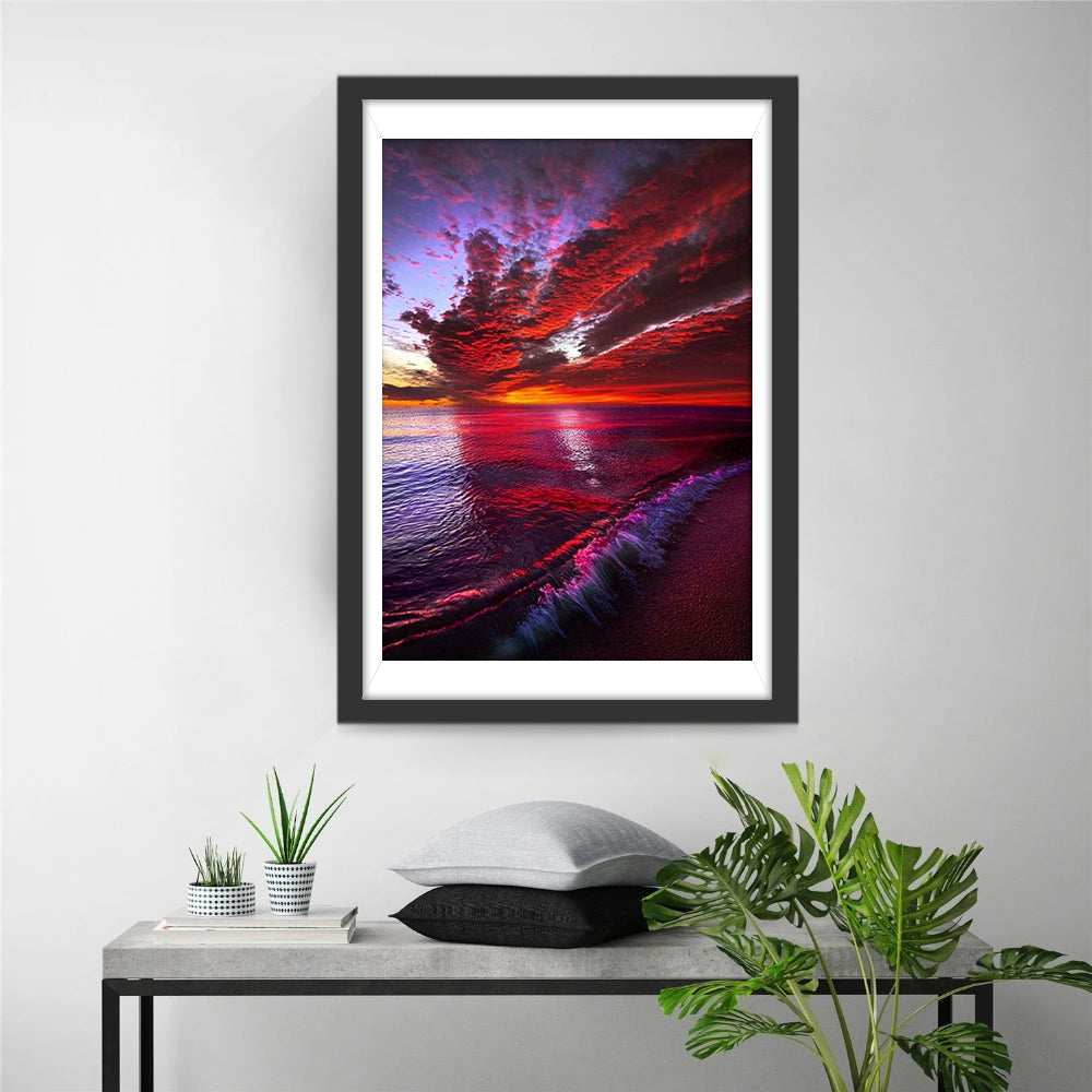 Zee met Kleurrijke Wolken Diamond Painting