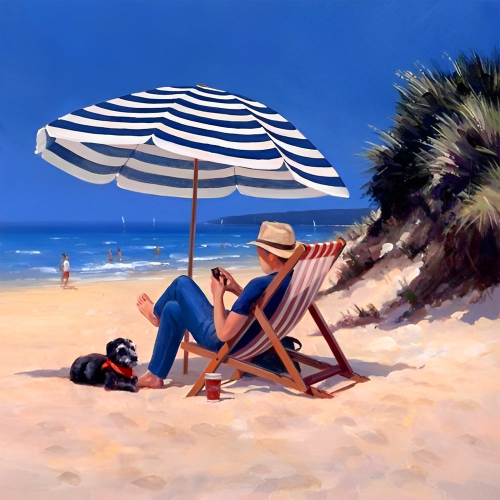 Zee-rust met Parasol Diamond Painting