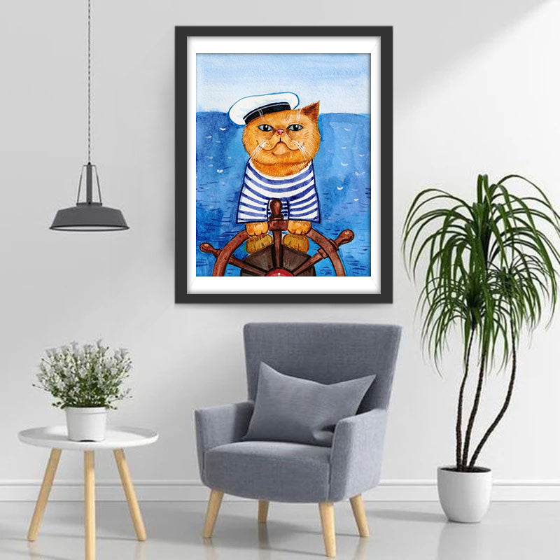 Zeekat aan het Roer Diamond Painting