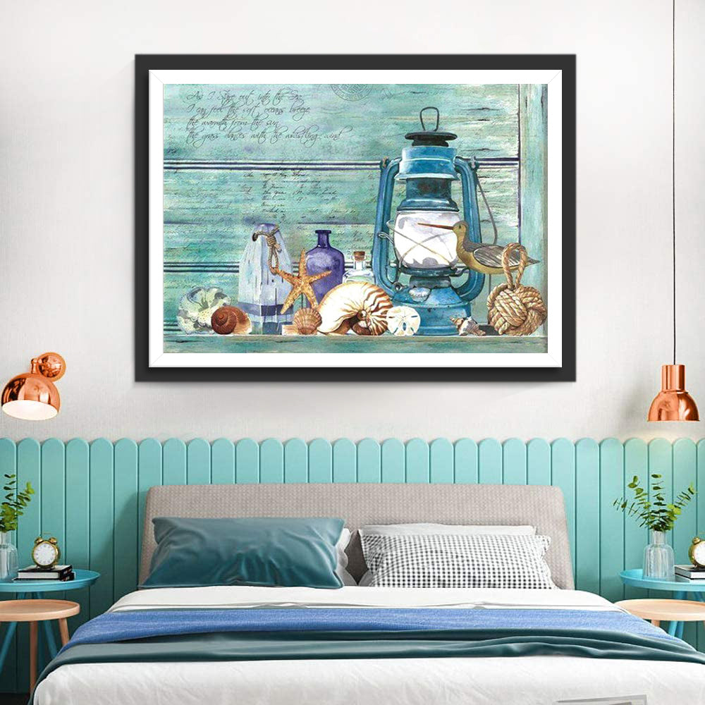 Zeeleven en Flessen en Blikjes op Tafel Diamond Painting