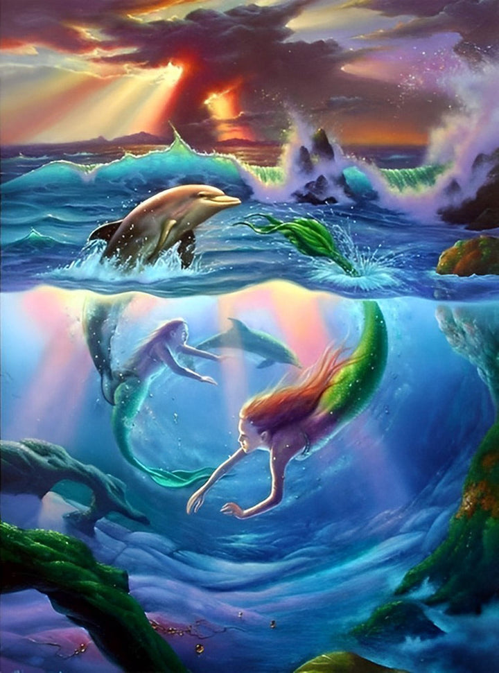 Zeemeermin en Dolfijnen Diamond Painting