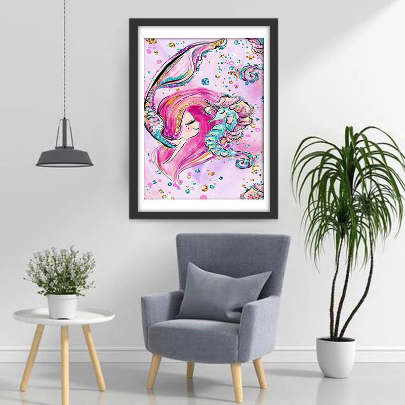 Zeepaardje op een Prachtige Achtergrond Diamond Painting