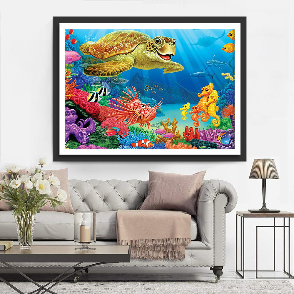 Zeeschildpad en Kleurrijke Zeedieren Diamond Painting