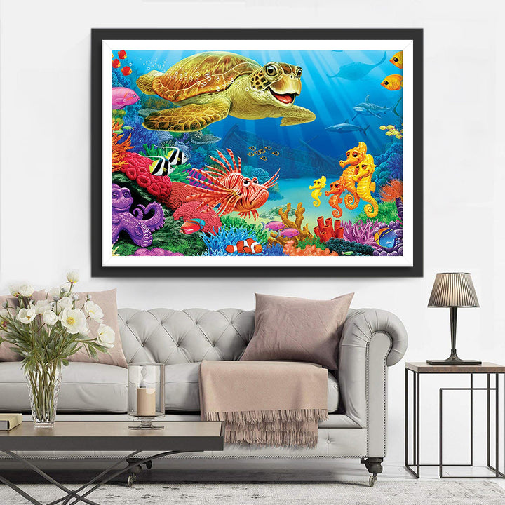 Zeeschildpad en Kleurrijke Zeedieren Diamond Painting