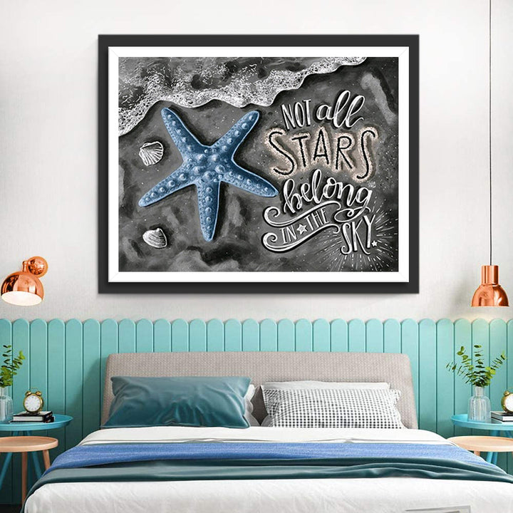 Zeester en Letters op het Strand Diamond Painting
