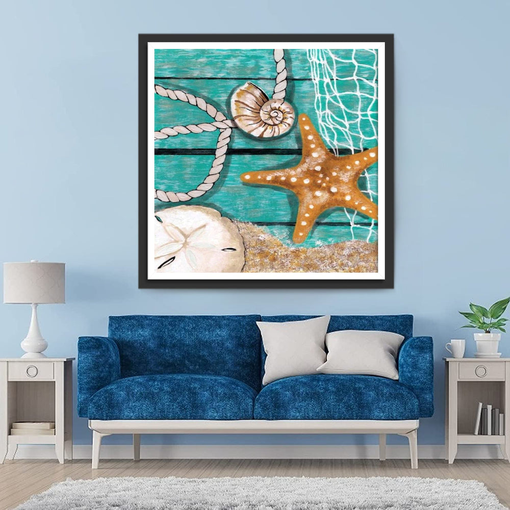 Zeesterren en Zeeslakken aan de Rand van de Boot Diamond Painting