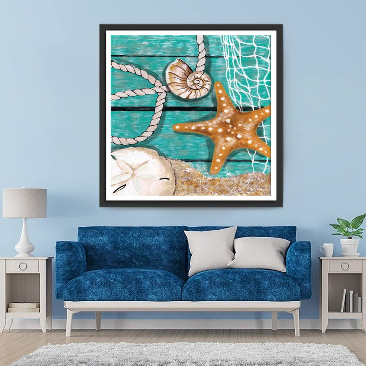 Zeesterren en Zeeslakken aan de Rand van de Boot Diamond Painting