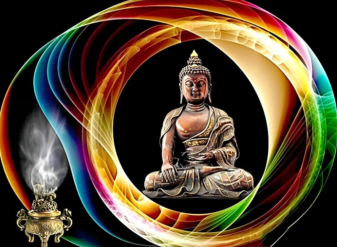 Zen-Boeddha in Kleurrijke Wervel Diamond Painting