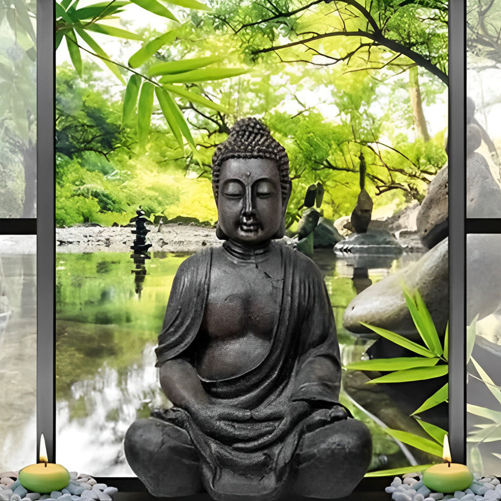 Zen-Boeddhabeeld in Natuurlijke Oase Diamond Painting
