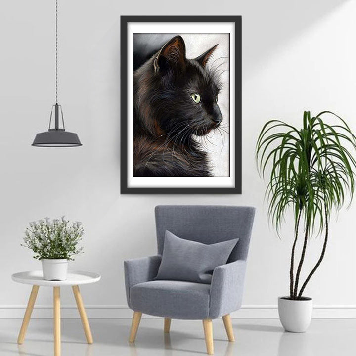 Zijde van een Zwarte Kat Diamond Painting