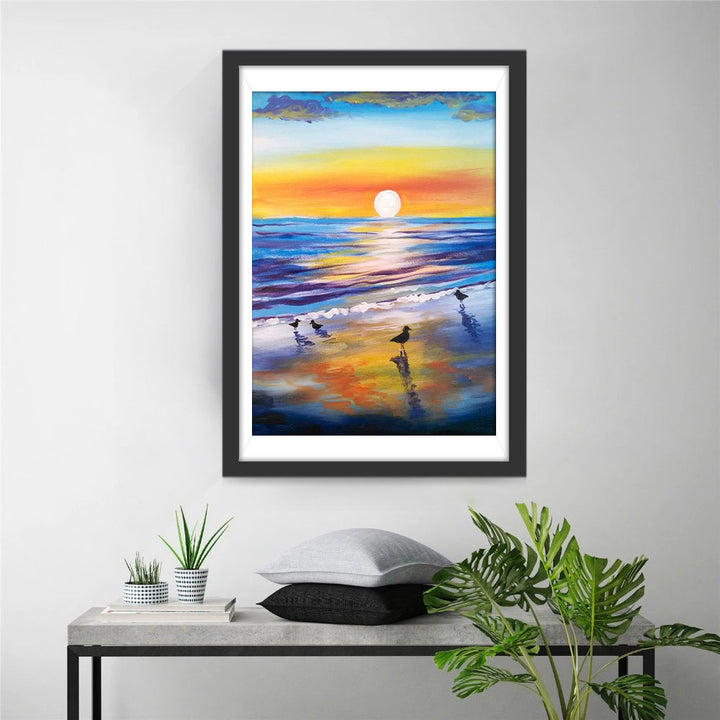 Zon en Vogels bij Glinsterzee Diamond Painting