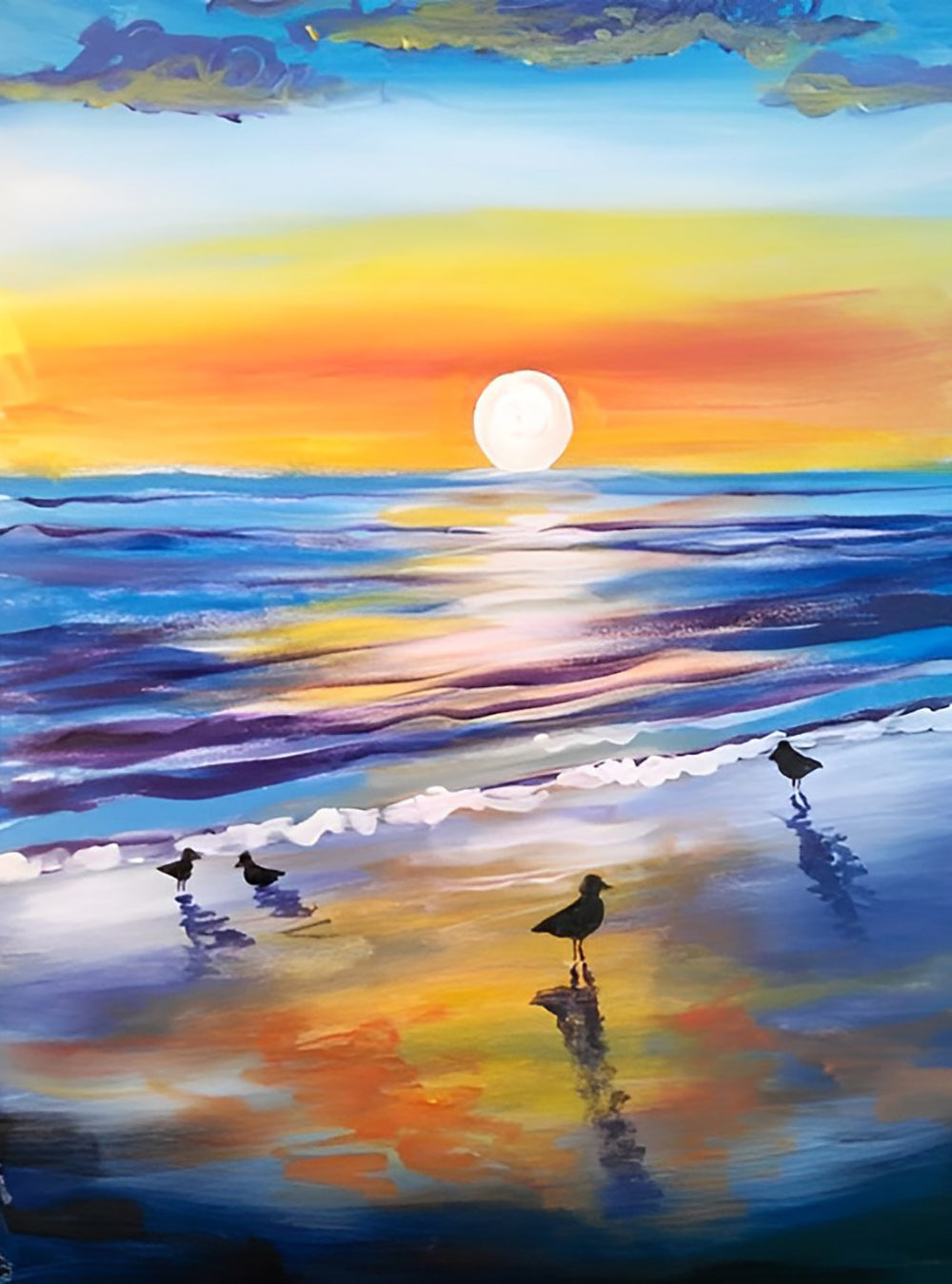 Zon en Vogels bij Glinsterzee Diamond Painting