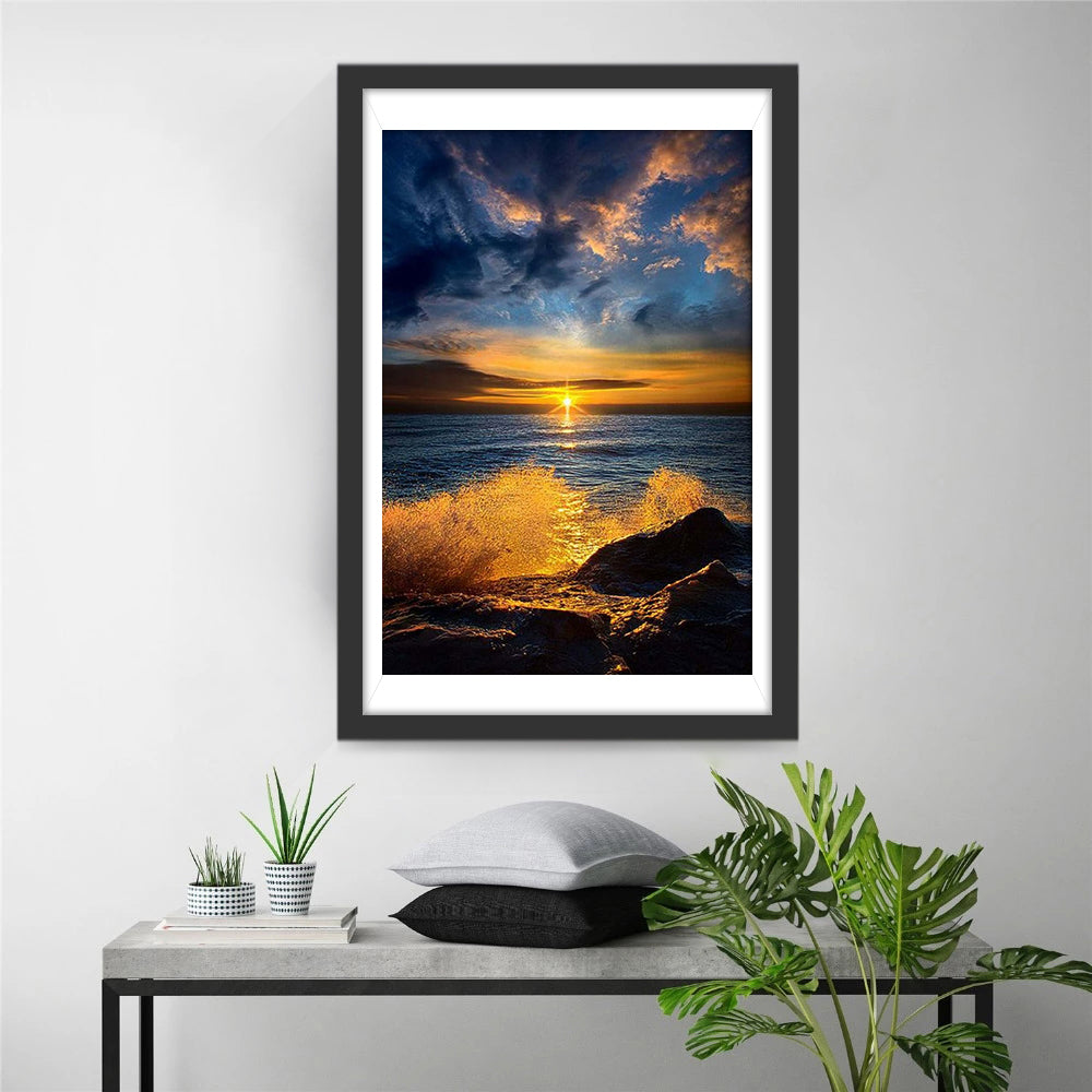Zon Zakt Weg in Glinsterende Golfen Diamond Painting