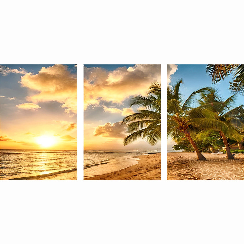 Zon, Zee en Palmen 3 Platen Diamond Painting