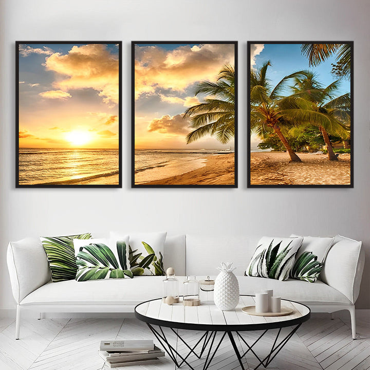Zon, Zee en Palmen 3 Platen Diamond Painting