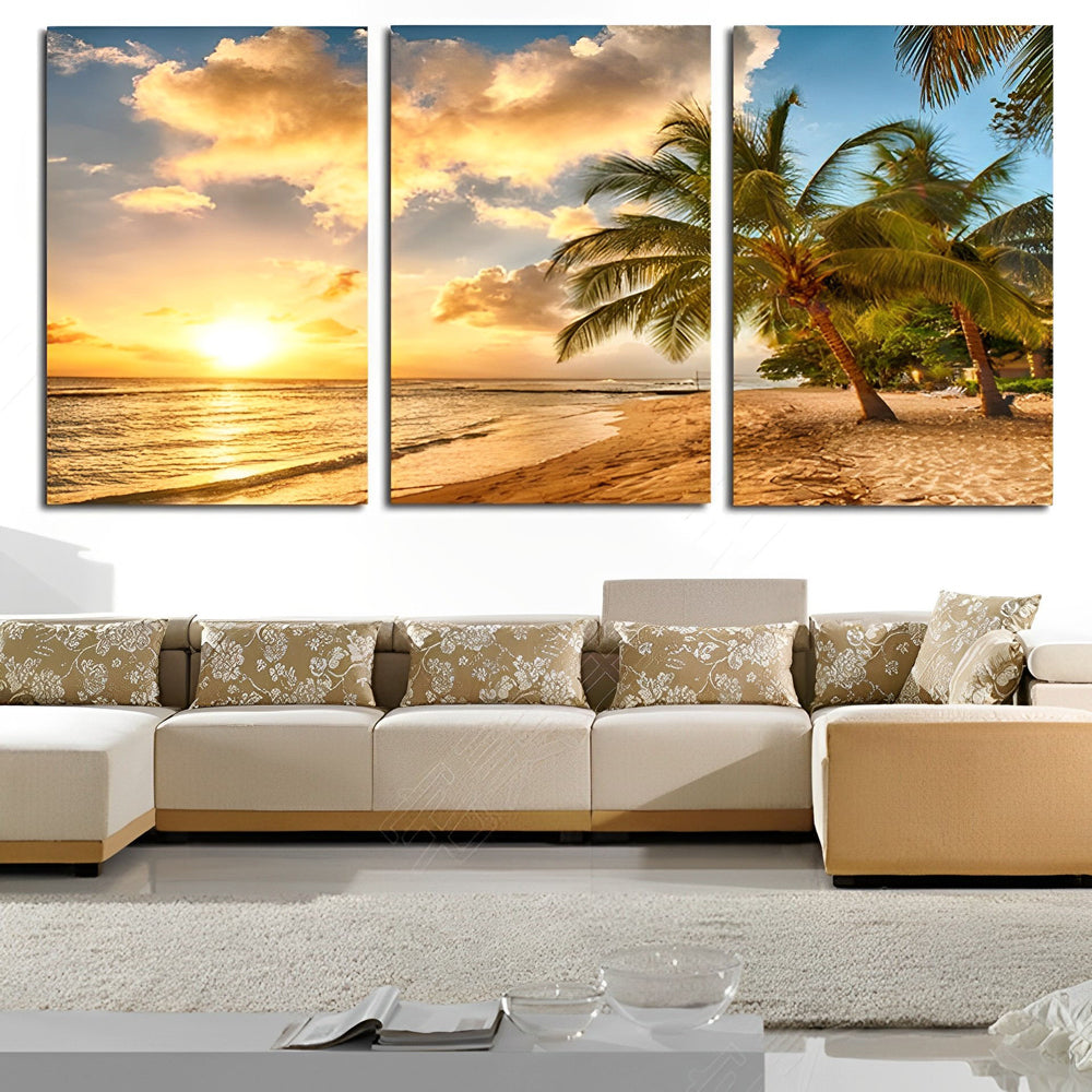 Zon, Zee en Palmen 3 Platen Diamond Painting