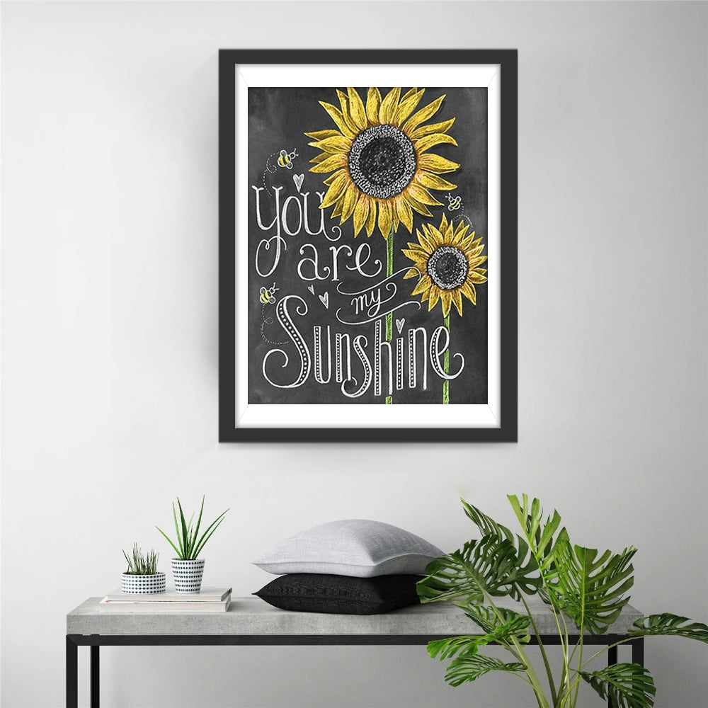Zonnebloemen, Bijen en Woorden Diamond Painting