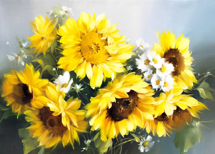 Zonnebloemen en Kleine Madeliefjes Diamond Painting