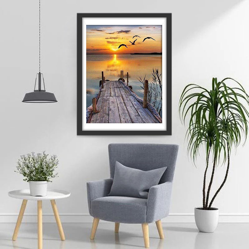 Zonsondergang bij de Aanlegsteiger Diamond Painting