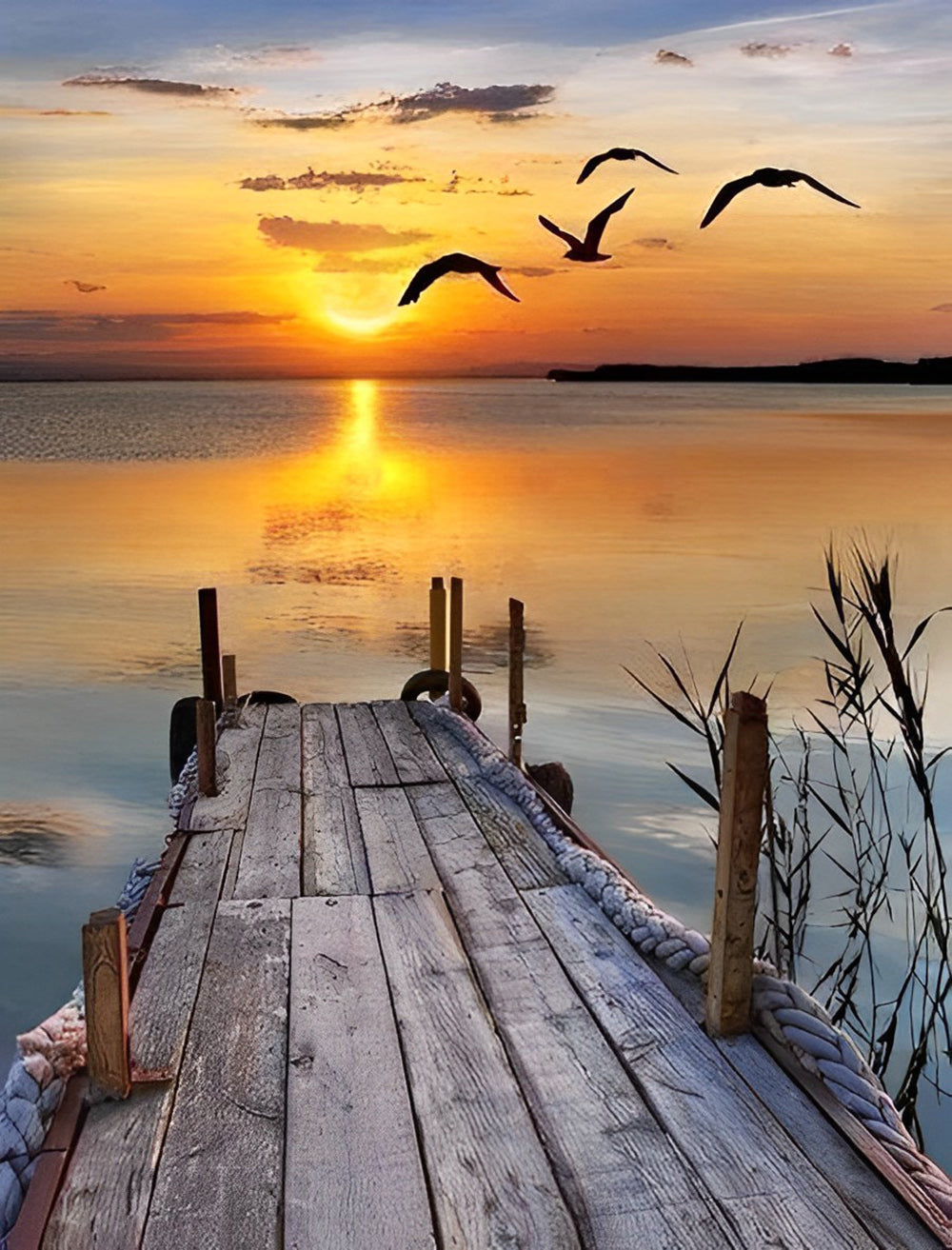 Zonsondergang bij de Aanlegsteiger Diamond Painting