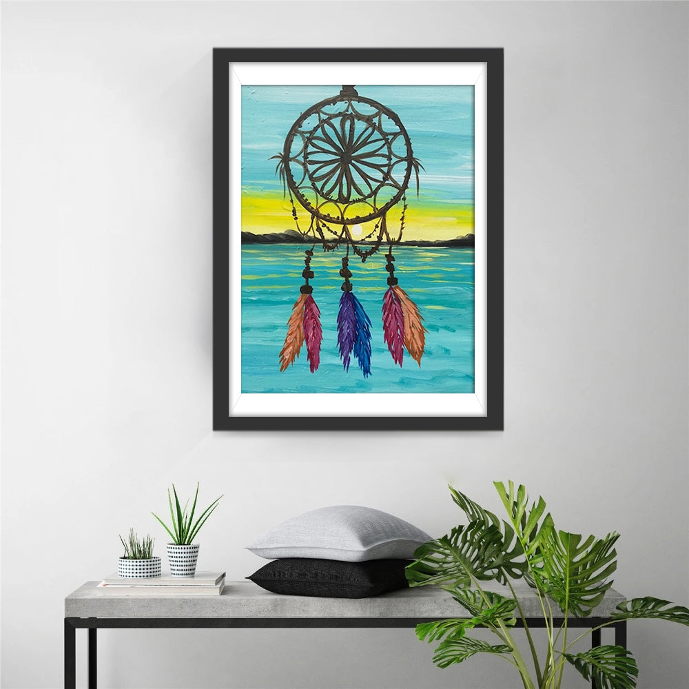 Zonsondergang-dromenvanger met Veren Diamond Painting