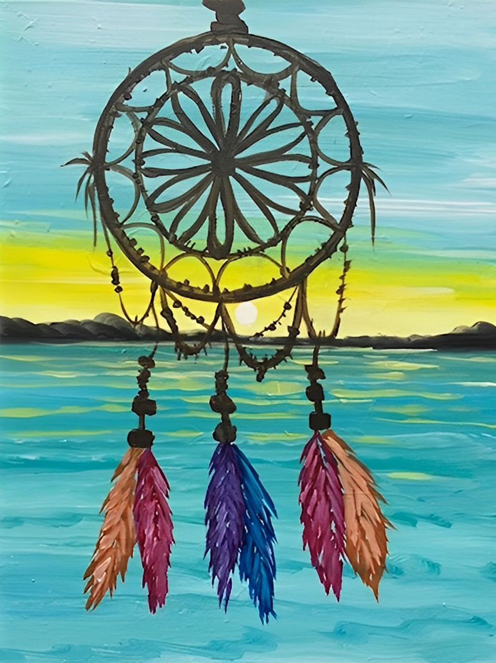 Zonsondergang-dromenvanger met Veren Diamond Painting