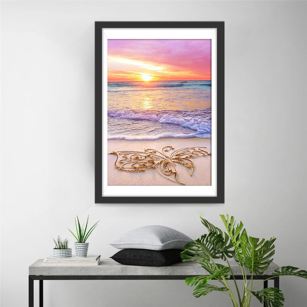 Zonsondergang Gloed en Zandvlinder Diamond Painting