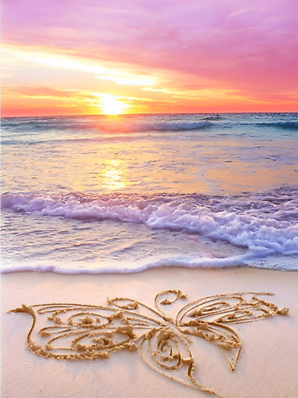 Zonsondergang Gloed en Zandvlinder Diamond Painting