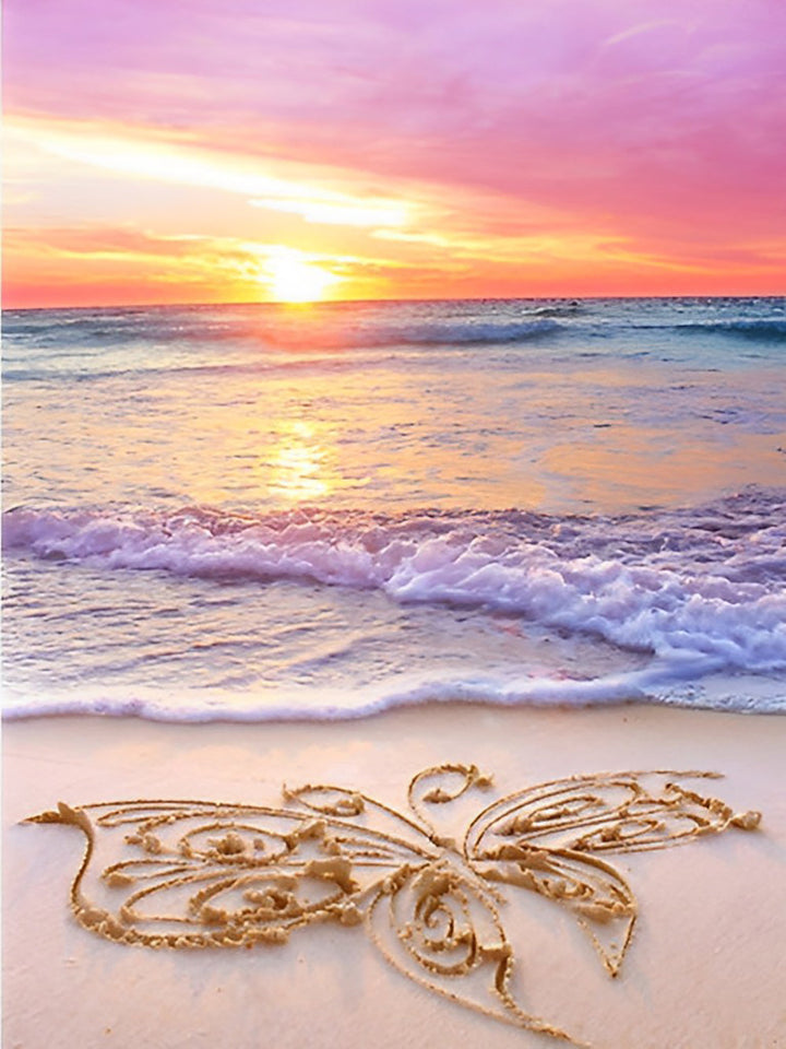 Zonsondergang Gloed en Zandvlinder Diamond Painting