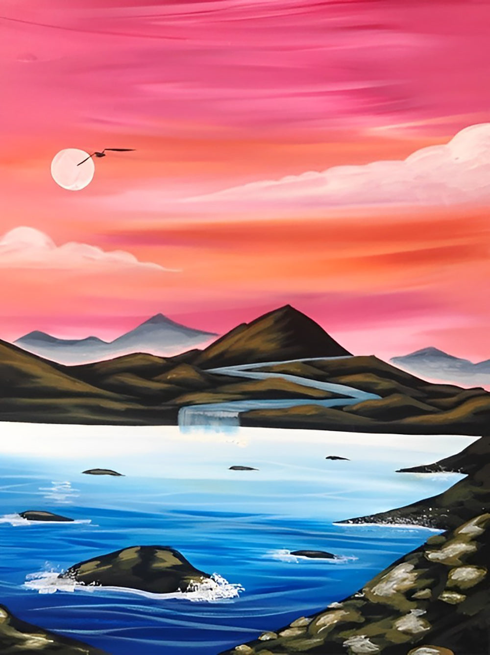 Zonsondergang Gloed over Landschap Diamond Painting