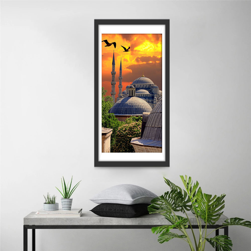 Zonsondergangsgloed over de Blauwe Moskee Diamond Painting