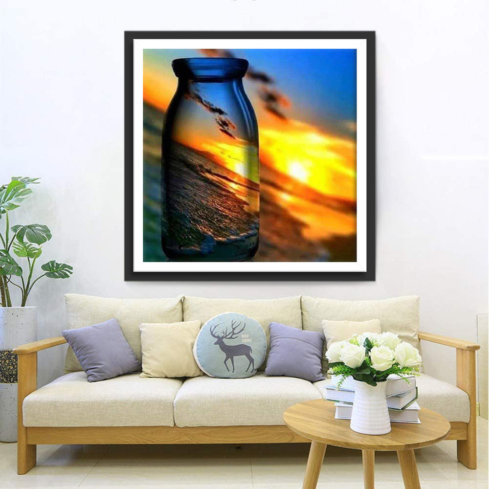 Zonsondergangweelde in een Glazen Wereld Diamond Painting