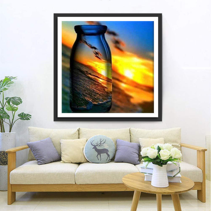 Zonsondergangweelde in een Glazen Wereld Diamond Painting