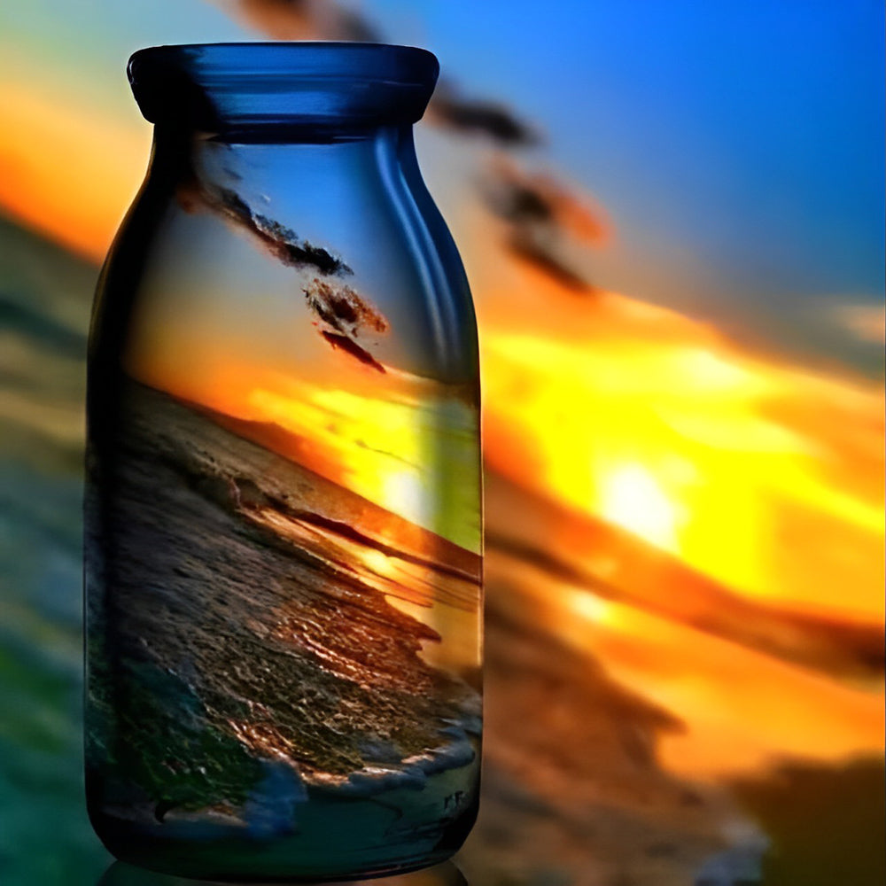 Zonsondergangweelde in een Glazen Wereld Diamond Painting