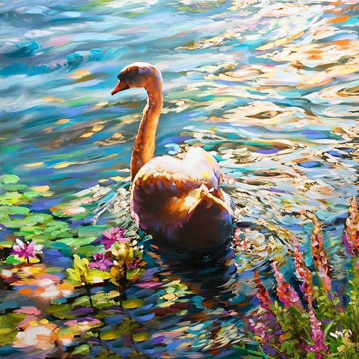 Zwaan in de Rivier Diamond Painting