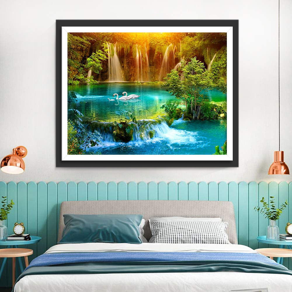 Zwanen in het Meer Diamond Painting
