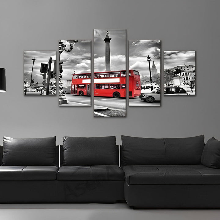 Zwart-Wit Londen met Rode Vleug boven de Donkere Bank 5 Platen Diamond Painting