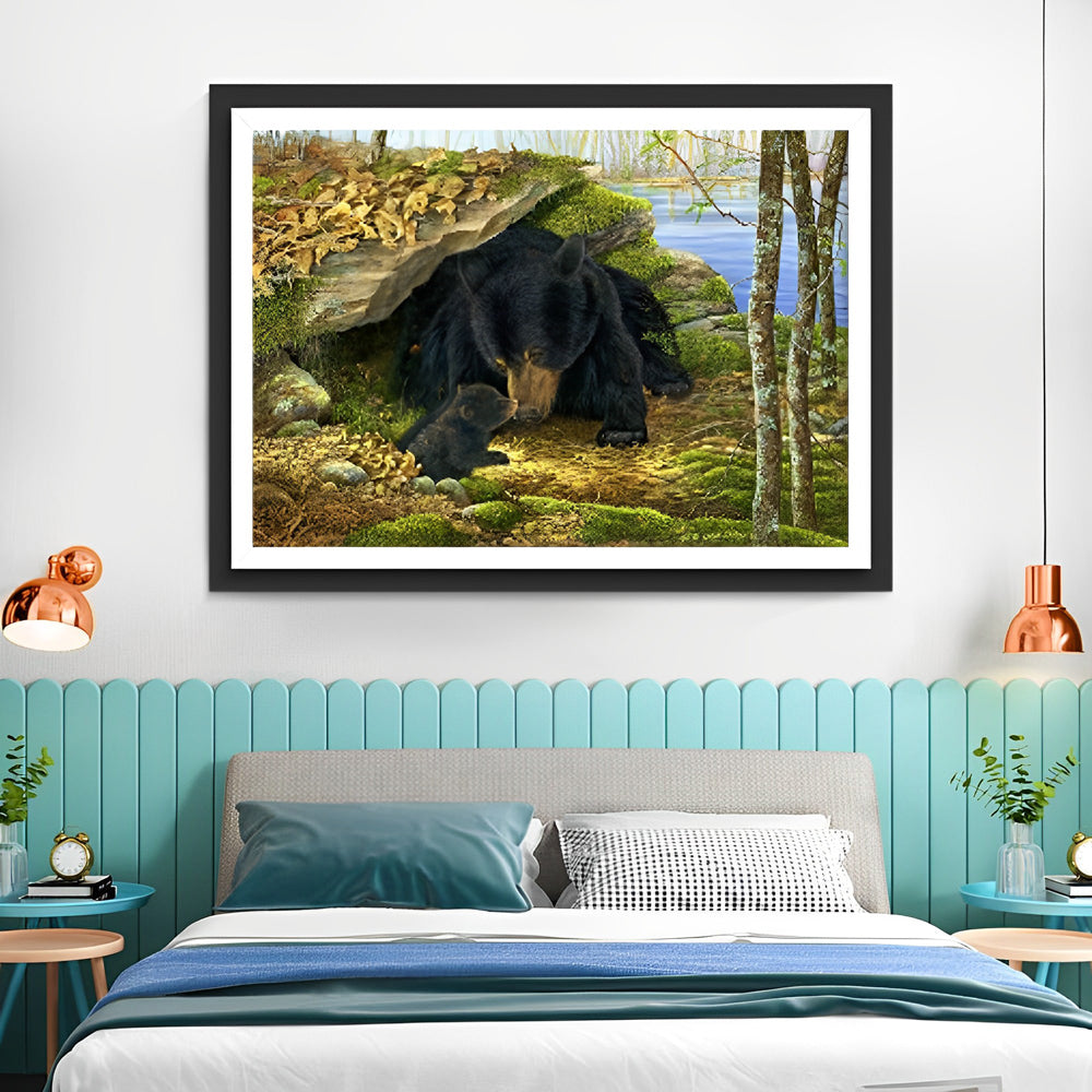 Zwarte Beer en zijn Baby Diamond Painting
