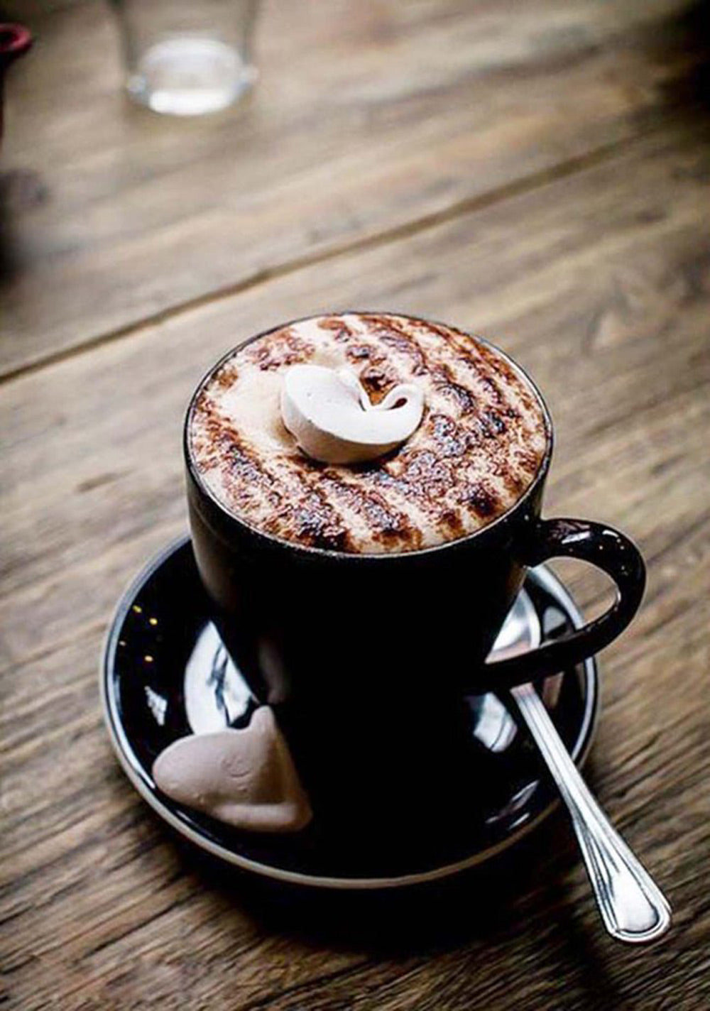 Zwarte Koffiekop met Marshmallow en Chocoladekrullen Diamond Painting