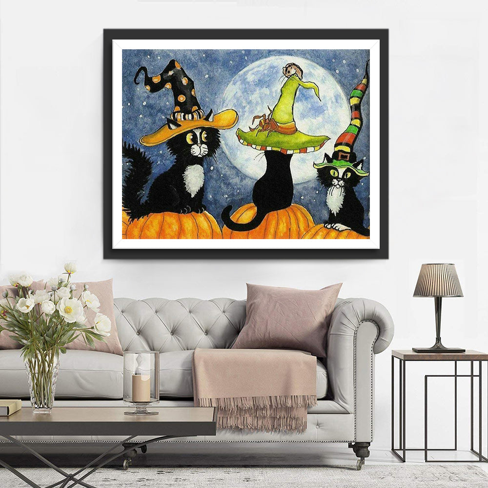 Zwarte Magische Katten Diamond Painting