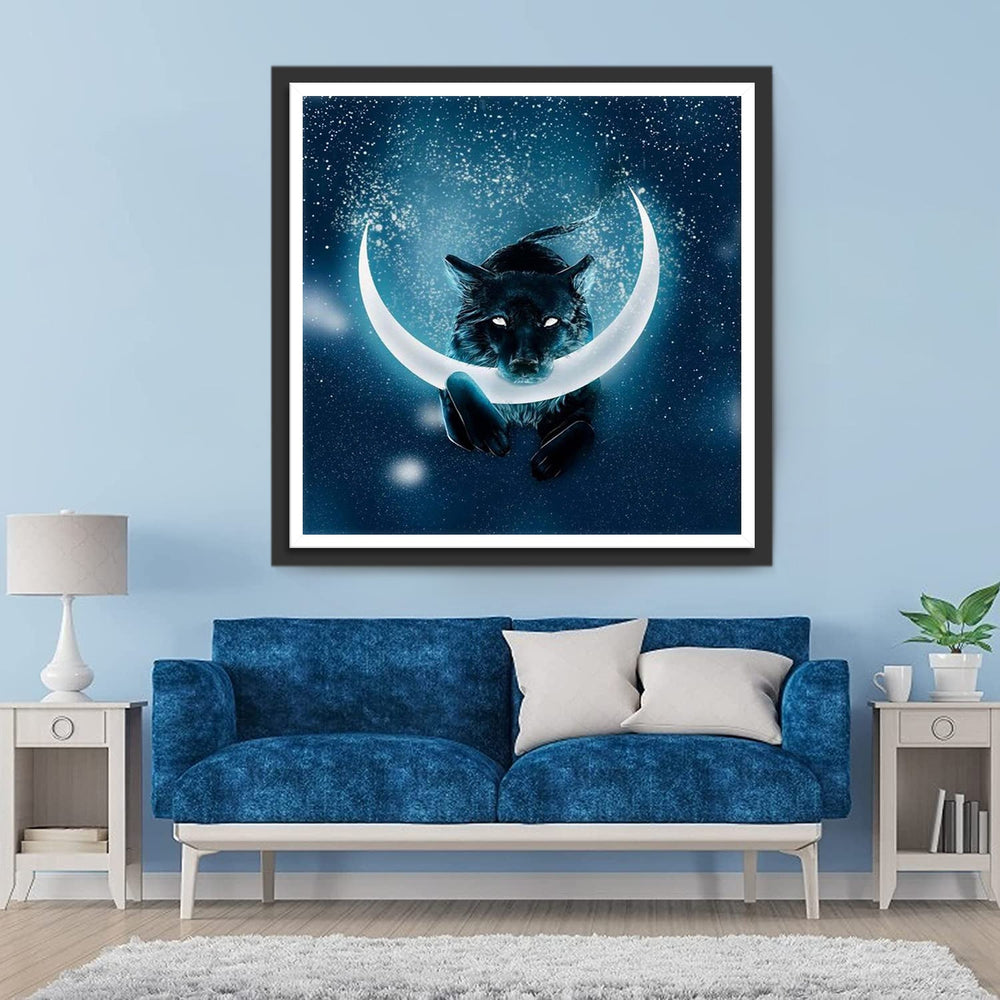Zwarte Panter in de Maansikkel Diamond Painting