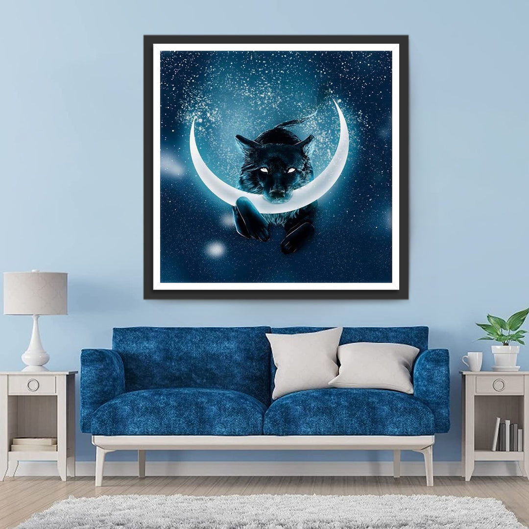 Zwarte Panter in de Maansikkel Diamond Painting